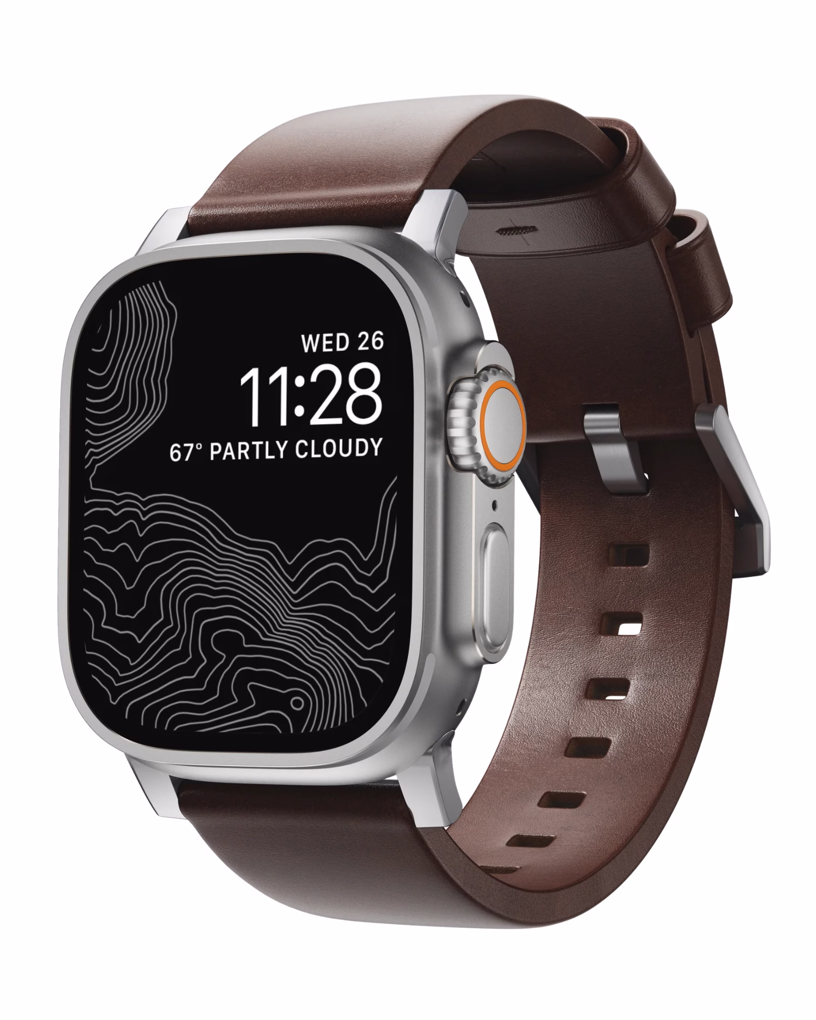 Ремешок Nomad Modern Leather Band Silver Hardware Rustic Brown Horween 46mm/49mm (NM1A4RSM00)